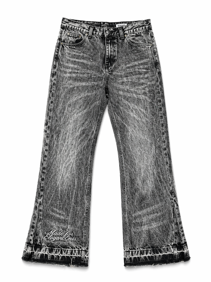 GREY FLARED WASHED JEANS