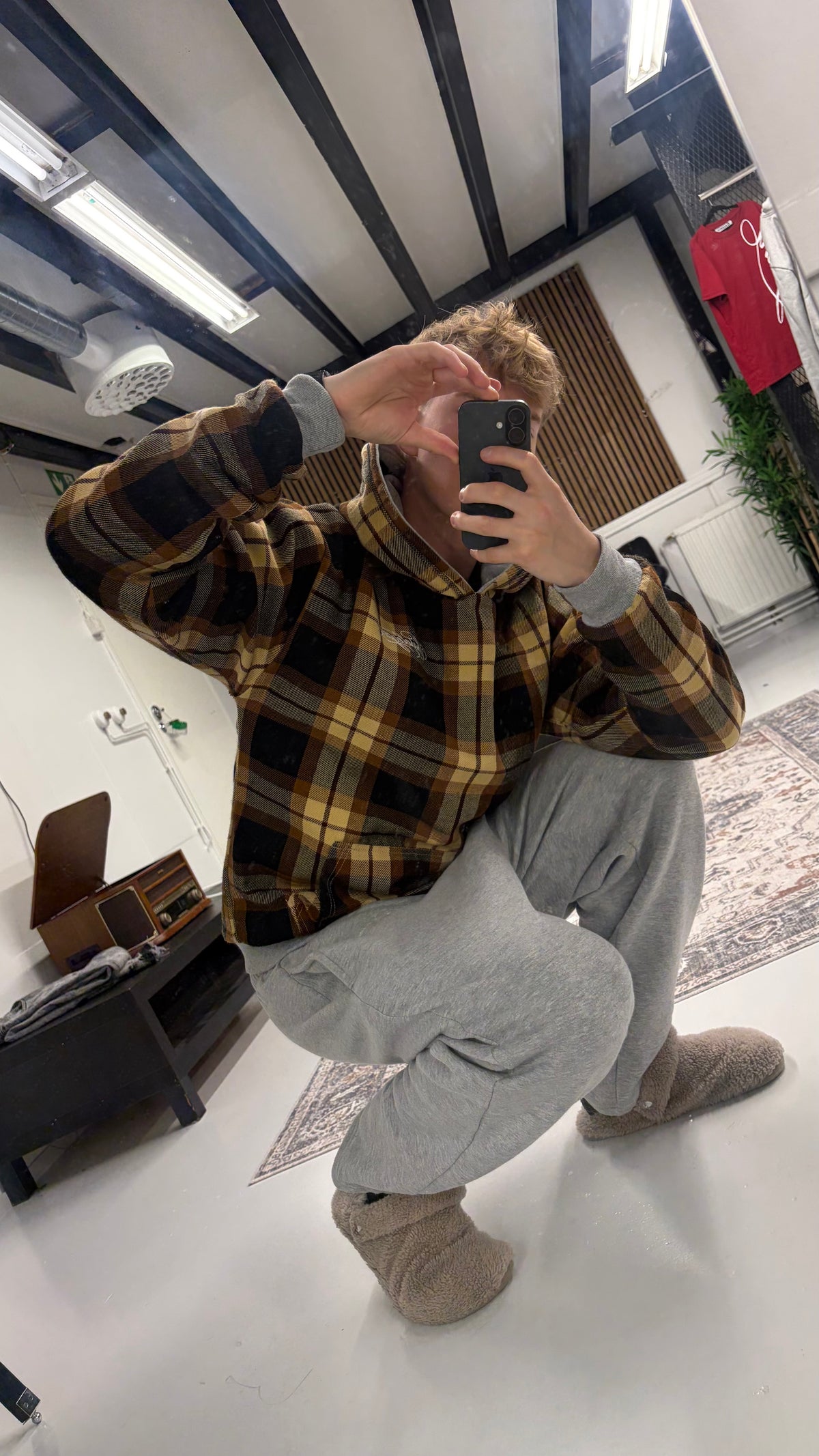 ELEGANT Reversible Hoodie, plaid side out