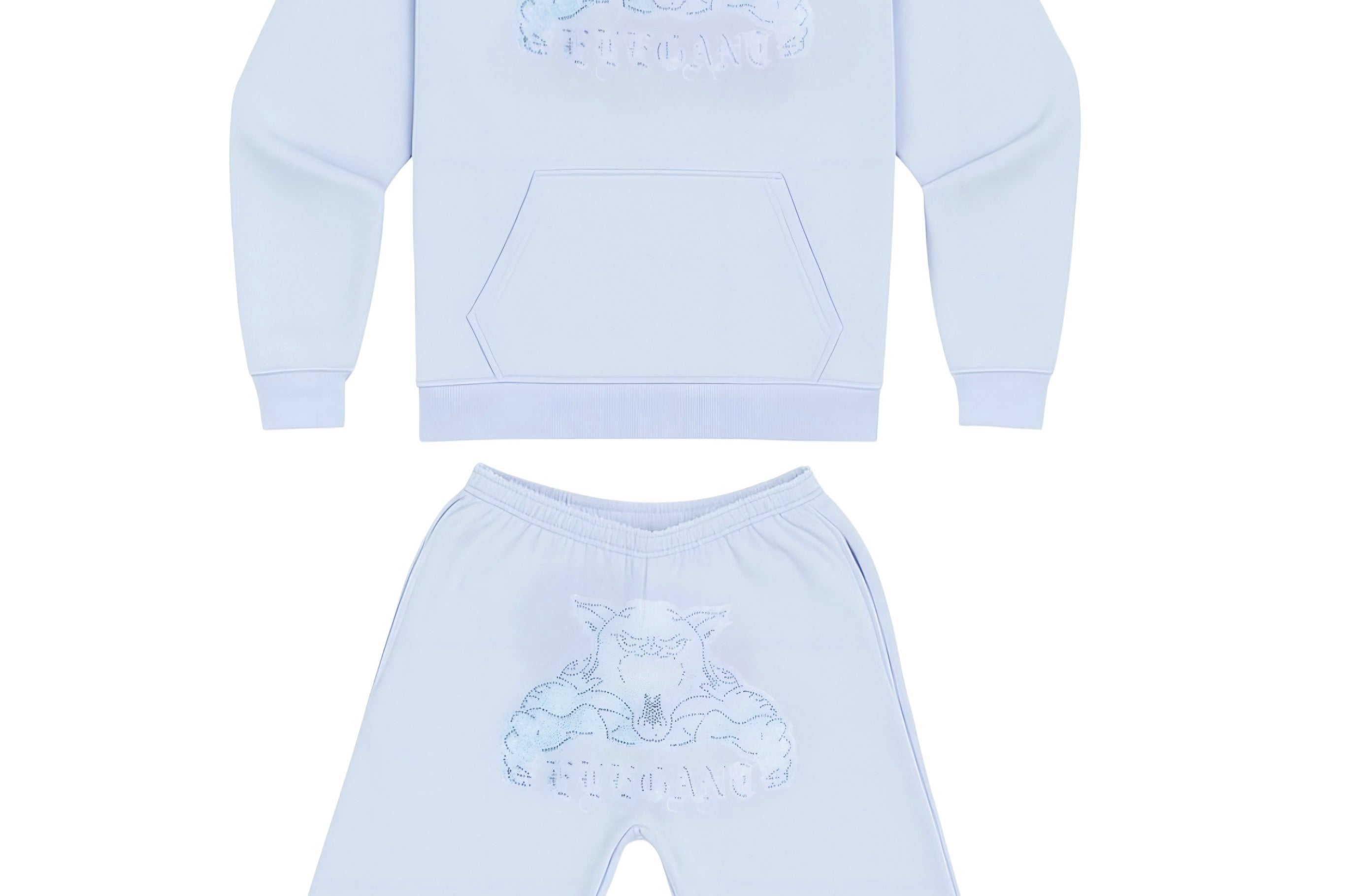 Baby Blue Tracksuit rhinestone yksityiskohdilla – Whoselegant streetwear