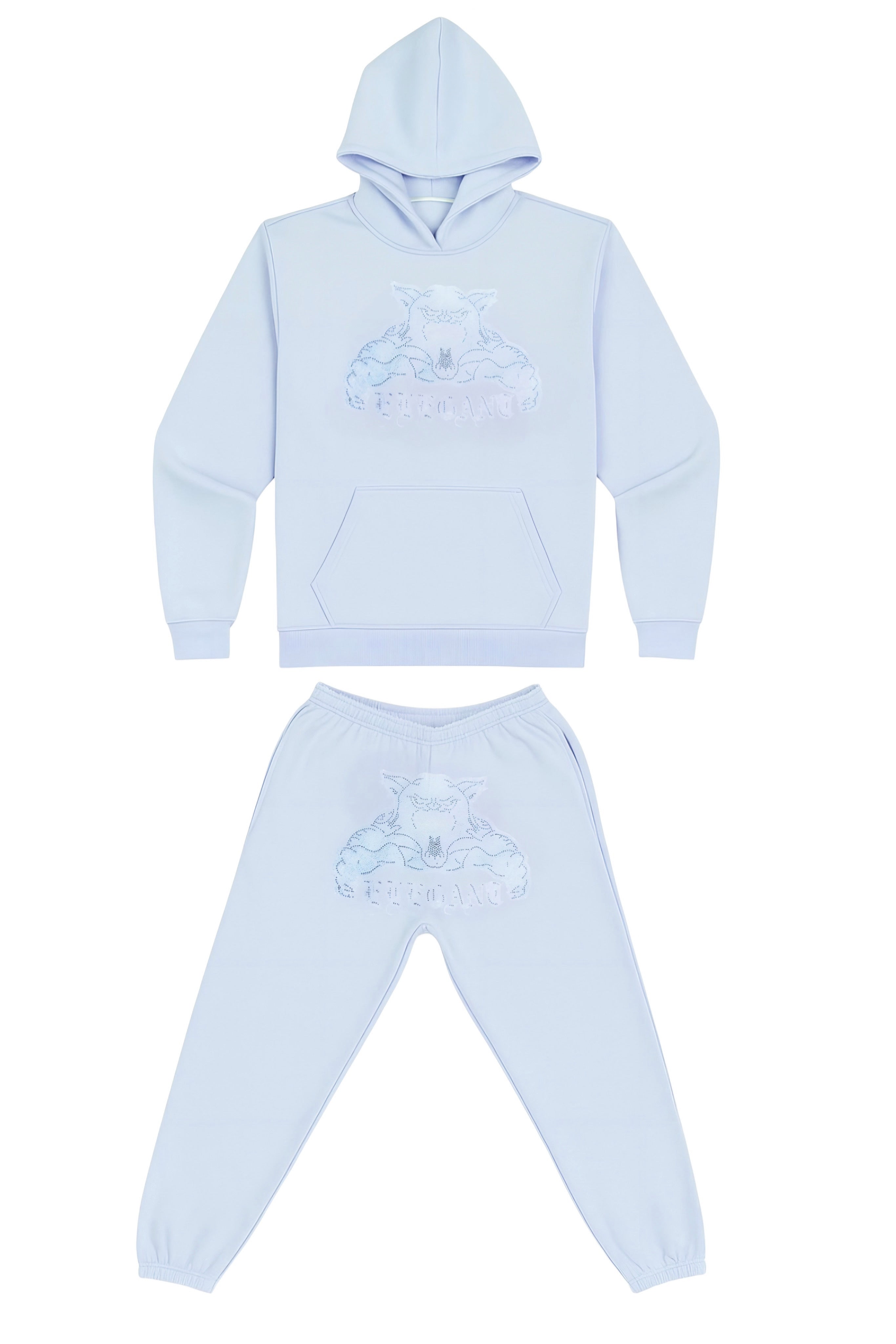 Baby Blue Tracksuit rhinestone yksityiskohdilla – Whoselegant streetwear