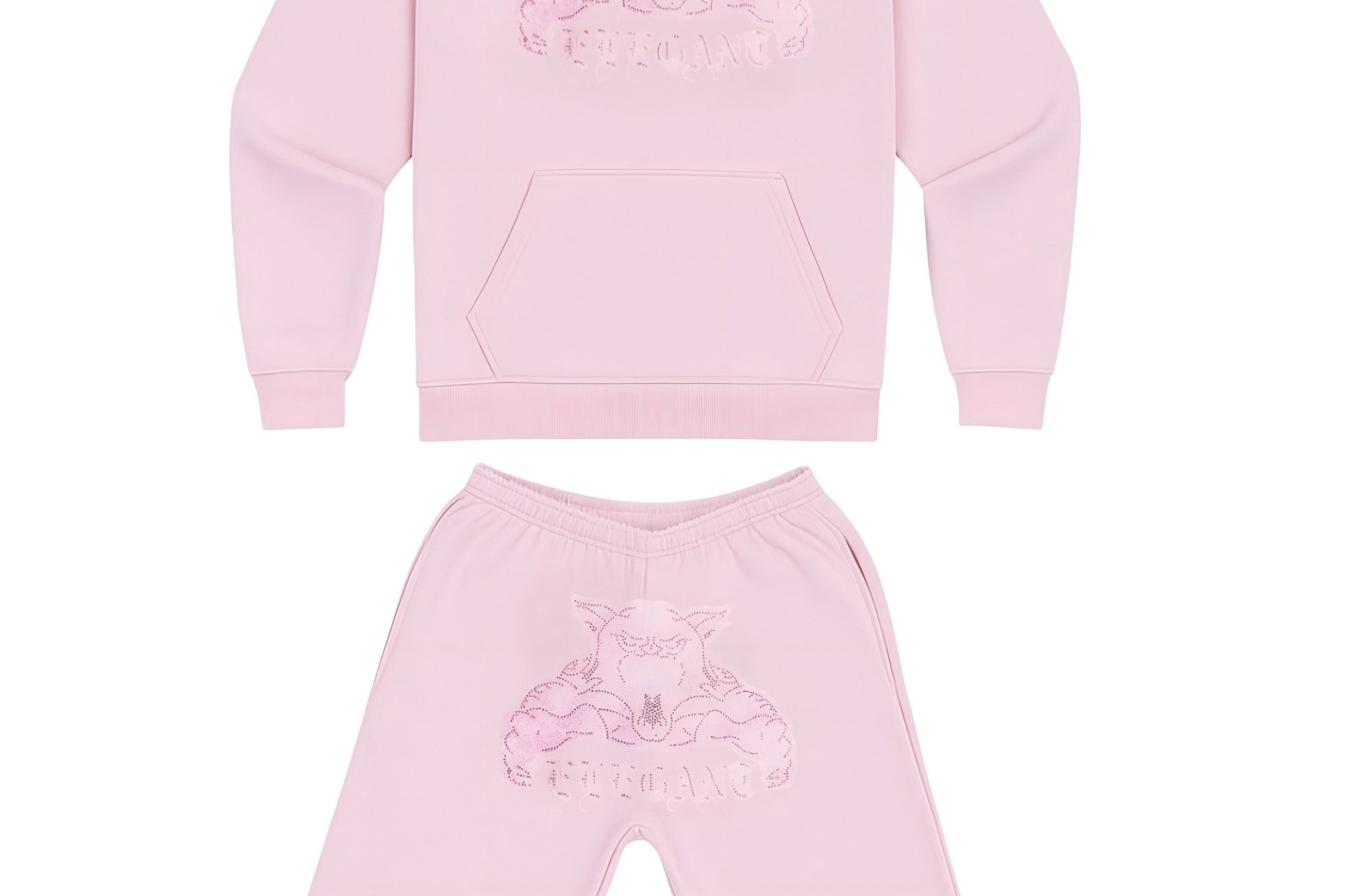 Baby Pink Tracksuit rhinestone yksityiskohdilla – Whoselegant