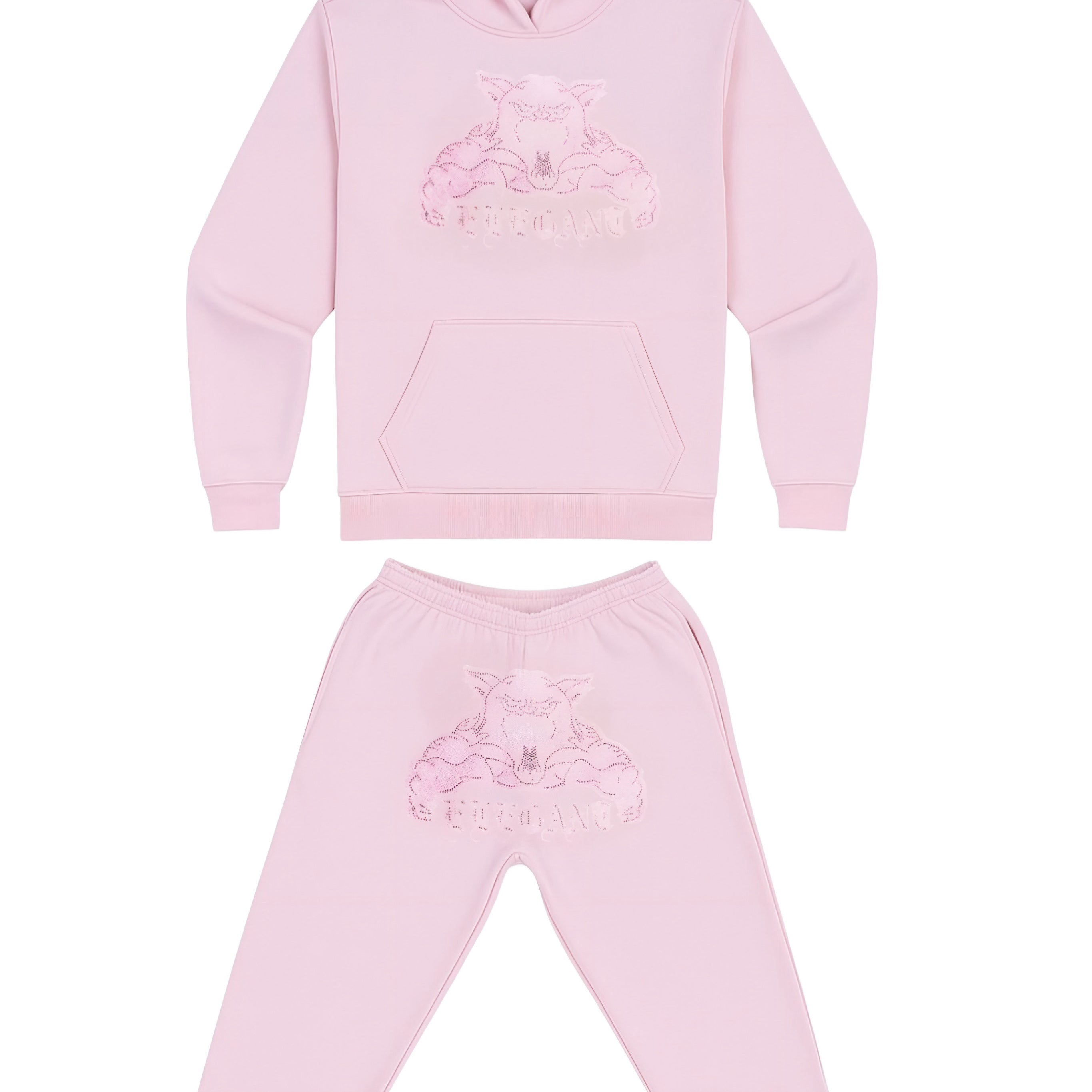 Baby Pink Tracksuit rhinestone yksityiskohdilla – Whoselegant