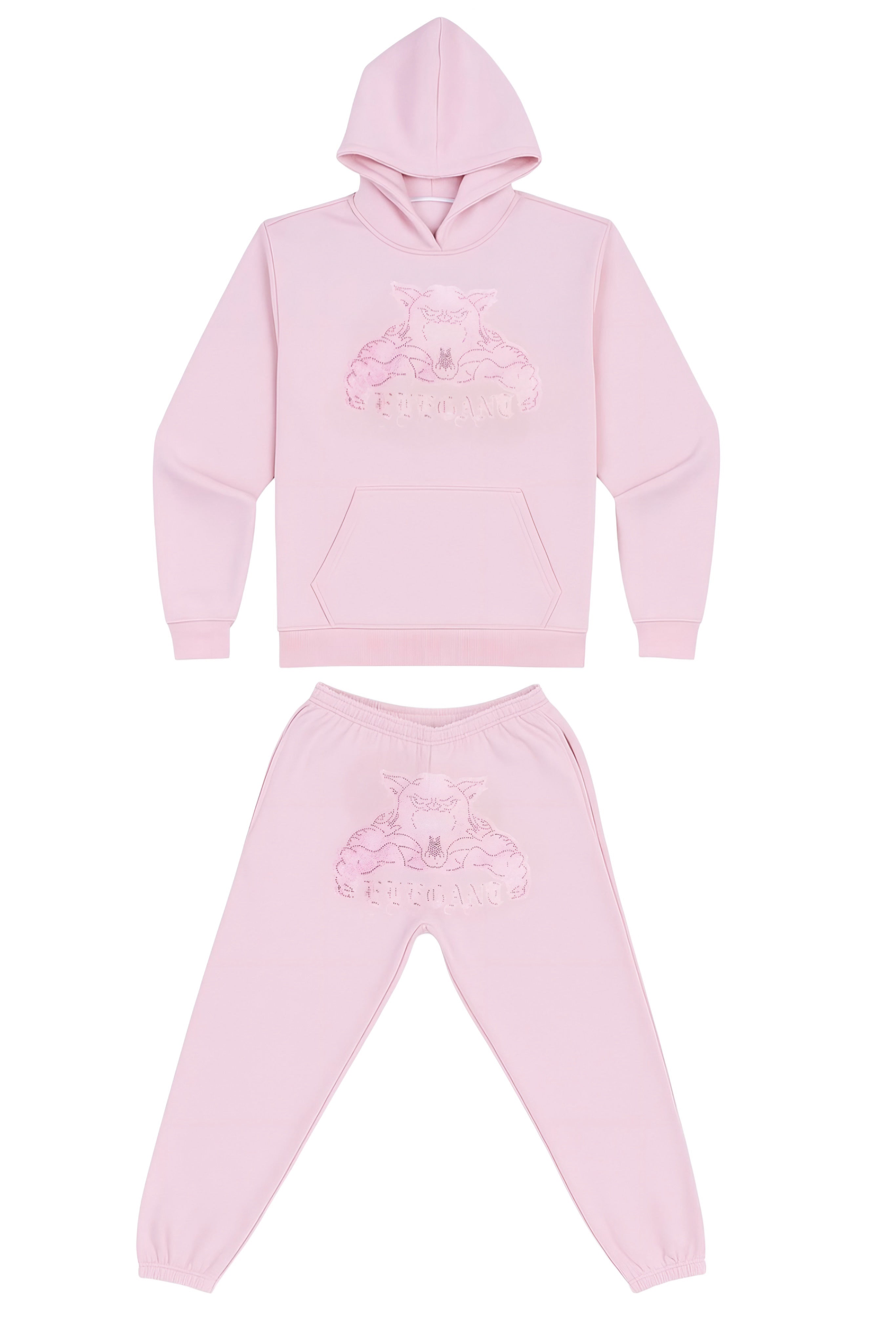 Baby Pink Tracksuit rhinestone yksityiskohdilla – Whoselegant